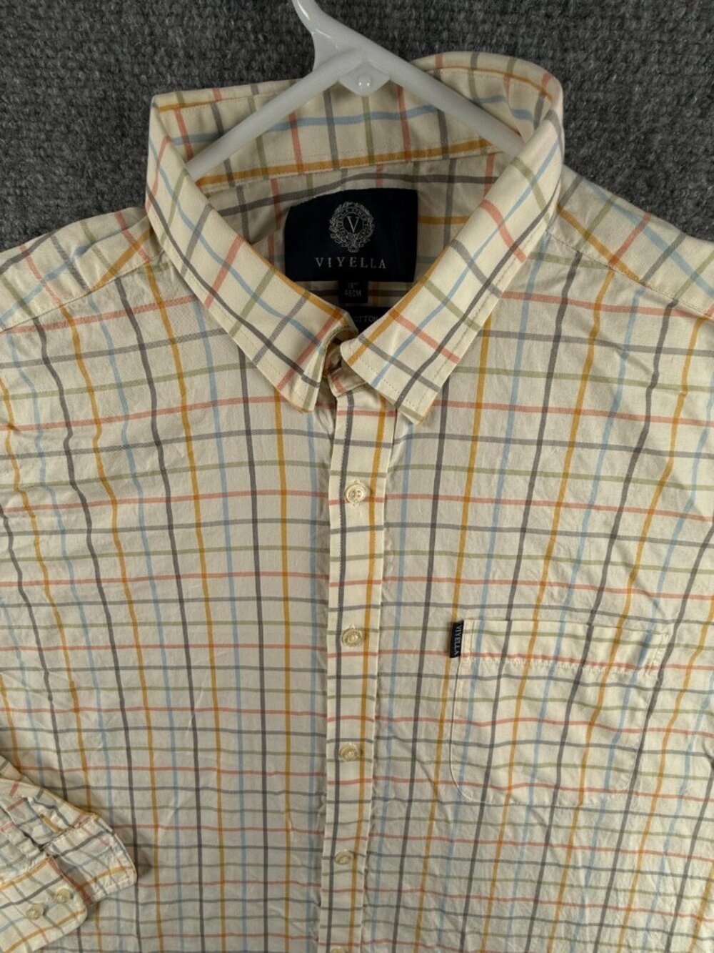 Viyella Long Sleeve Button Up Shirt Size 18 Cotton Colorful Check Woven Adult
